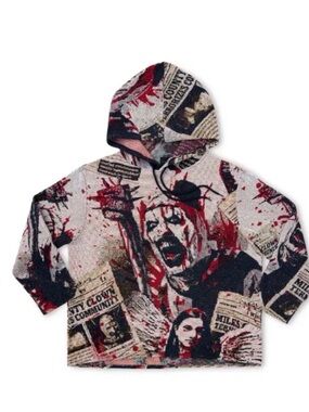 Men's Halloween Graphic Hoodie in Red, Black and Cream